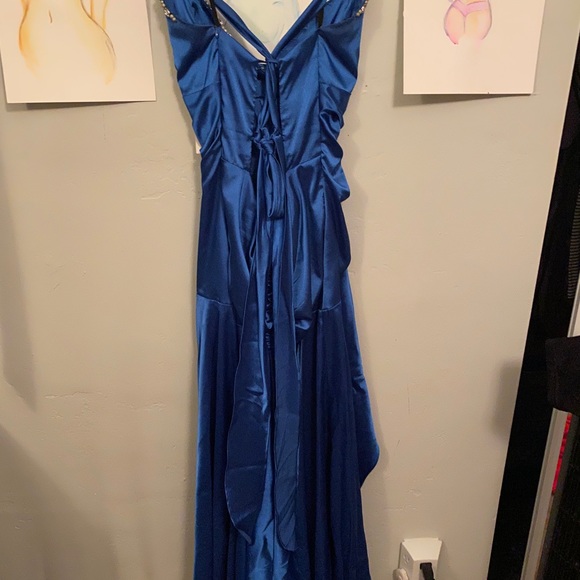 Blue Prom Gown with Embellishments - Picture 2 of 5